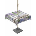 thumbnail image 1 of Outdoor Tablecloth with Umbrella Hole and Zipper, Spring Purple Flowers Square Table Cloth 54x54 Inch Waterproof Tablecloth, Farmhouse Leaves Fences Gray Plaid Picnic Table Cover for Patio Camping, 1 of 7