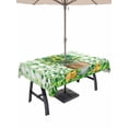 thumbnail image 1 of Outdoor Tablecloth with Umbrella Hole and Zipper, St. Patrick's Day Rectangle Table Cloth 52x70 Inch Waterproof Tablecloth, Spring Botanical Clovers Coin Green Check Picnic Table Cover for Patio, 1 of 7