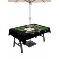 thumbnail image 1 of Outdoor Tablecloth with Umbrella Hole and Zipper, St. Patrick's Day Rectangle Table Cloth 54x80 Inch Waterproof Tablecloth, Green Shamrock Leaf Gold Leopard Love Black Picnic Table Cover for Patio, 1 of 7