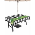 thumbnail image 1 of Outdoor Tablecloth with Umbrella Hole and Zipper, St. Patrick's Day Rectangle Table Cloth 54x80 Inch Waterproof Tablecloth, Lucky Shamrock Grasses Black White Plaid Picnic Table Cover for Patio, 1 of 7
