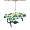 thumbnail image 1 of Outdoor Tablecloth with Umbrella Hole and Zipper, St. Patrick's Day Rectangle Table Cloth 60x102 Inch Waterproof Tablecloth, Spring Lucky Green Shamrock Cloud Blue Picnic Table Cover for Patio, 1 of 7