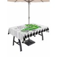 thumbnail image 1 of Outdoor Tablecloth with Umbrella Hole and Zipper, St. Patrick's Day Rectangle Table Cloth 60x102 Inch Waterproof Tablecloth, Spring Three Leaf Grass Truck Wood Plaid Picnic Table Cover for Patio, 1 of 7
