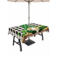 thumbnail image 1 of Outdoor Tablecloth with Umbrella Hole and Zipper, St. Patrick's Day Rectangle Table Cloth 60x84 Inch Waterproof Tablecloth, Gnomes Shamrocks Gold Coin Buffalo Plaid Picnic Table Cover for Patio, 1 of 7