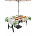thumbnail image 1 of Outdoor Tablecloth with Umbrella Hole and Zipper, St. Patrick's Day Rectangle Table Cloth 60x84 Inch Waterproof Tablecloth, Green Gnomes Lucky Shamrocks Grey Farm Wooden Picnic Table Cover for Patio, 1 of 7