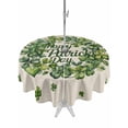 thumbnail image 1 of Outdoor Tablecloth with Umbrella Hole and Zipper, St Patrick's Day Round Table Cloth 54 Inch Waterproof Tablecloth, Green Shamrock Wreath Love Lucky Beige Picnic Table Cover for Patio Camping, 1 of 7