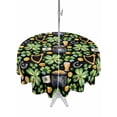 thumbnail image 1 of Outdoor Tablecloth with Umbrella Hole and Zipper, St. Patrick's Day Round Table Cloth 54 Inch Waterproof Tablecloth, Luck Shamrocks Beer Harp Horseshoes Envelope Picnic Table Cover for Patio Camping, 1 of 7