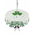 thumbnail image 1 of Outdoor Tablecloth with Umbrella Hole and Zipper, St. Patrick's Day Round Table Cloth 54 Inch Waterproof Tablecloth, Spring Green Shamrock Black White Plaid Picnic Table Cover for Patio Camping, 1 of 7