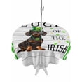 thumbnail image 1 of Outdoor Tablecloth with Umbrella Hole and Zipper, St. Patrick's Day Round Table Cloth 54 Inch Waterproof Tablecloth, Spring Lucky Hats Dogs Grass Strip Wood Picnic Table Cover for Patio Camping, 1 of 7