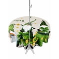 thumbnail image 1 of Outdoor Tablecloth with Umbrella Hole and Zipper, St. Patrick's Day Round Table Cloth 60 Inch Waterproof Tablecloth, Green Shamrock Gnomes Gold Coin Beige Picnic Table Cover for Patio Camping, 1 of 7