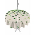 thumbnail image 1 of Outdoor Tablecloth with Umbrella Hole and Zipper, St. Patrick's Day Round Table Cloth 60 Inch Waterproof Tablecloth, Spring Lucky Shamrocks Leaves Retro Country Picnic Table Cover for Patio Camping, 1 of 7