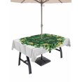 thumbnail image 1 of Outdoor Tablecloth with Umbrella Hole and Zipper, St Patricks Day Rectangle Table Cloth 60x120 Inch Waterproof Tablecloth, Spring Gold Coin Green Shamrock Wooden Grain Picnic Table Cover for Patio, 1 of 7