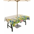 thumbnail image 1 of Outdoor Tablecloth with Umbrella Hole Zipper,Summer Botanical Country Flowers Birds Waterproof Zippered Table Cloth for Rectangle Table,Pastoral Plants Retro Linen Patio Table Covers for Indoor Pinic, 1 of 6
