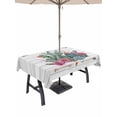 thumbnail image 1 of Outdoor Tablecloth with Umbrella Hole and Zipper, Summer Cactus Rectangle Table Cloth 60x120 Inch Waterproof Tablecloth, Farmhouse Tropical Plants Wooden Grain Picnic Table Cover for Patio Camping, 1 of 7