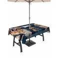 thumbnail image 1 of Outdoor Tablecloth with Umbrella Hole and Zipper, Summer Funny Rectangle Table Cloth 60x102 Inch Waterproof Tablecloth, Modern Driving Dog Print Picnic Table Cover for Patio Camping, 1 of 7