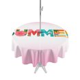 thumbnail image 1 of Outdoor Tablecloth with Umbrella Hole Zipper Summer Holiday Round Tablecloth 54" Waterproof Outside Table Cloth Gradient Pink Tropical Ocean Palm Tree Fruits Patio Table Cover Tablecloths for Picnic, 1 of 8