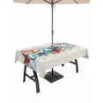 thumbnail image 1 of Outdoor Tablecloth with Umbrella Hole and Zipper, Summer Starfish Rectangle Table Cloth 60x102 Inch Waterproof Tablecloth, Blue Conch Coral Ocean Retro Beige Picnic Table Cover for Patio Camping, 1 of 7