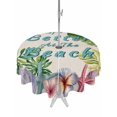 thumbnail image 1 of Outdoor Tablecloth with Umbrella Hole Zipper Summer Tropical Palm Leaf Round Tablecloth 54" Waterproof Outside Table Cloth Floral Coastal Starfish Retro Patio Table Cover Tablecloths for Picnic Party, 1 of 8