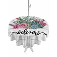 thumbnail image 1 of Outdoor Tablecloth with Umbrella Hole and Zipper, Summer Tropical Plants Round Table Cloth 60 Inch Waterproof Tablecloth, Farmhouse Cactus Wooden Grain Picnic Table Cover for Patio Camping, 1 of 7