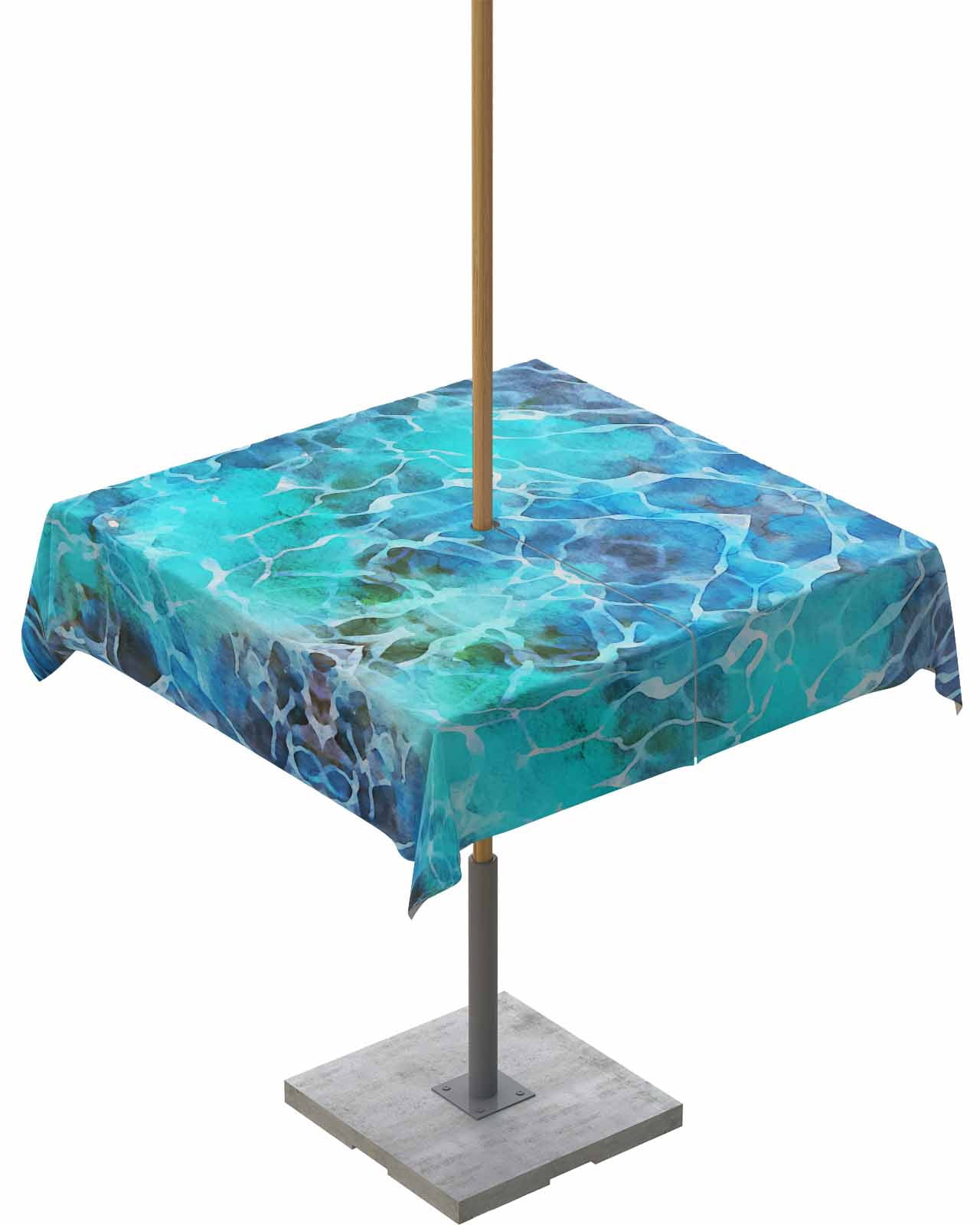 Outdoor Tablecloth with Umbrella Hole and Zipper Summer Watercolor Blue ...