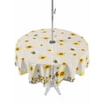 thumbnail image 1 of Outdoor Tablecloth with Umbrella Hole and Zipper, Sunflower Bees Round Table Cloth 54 Inch Waterproof Tablecloth, Spring Summer Farmhouse Floral Beige Burlap Picnic Table Cover for Patio Camping, 1 of 7