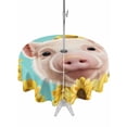 thumbnail image 1 of Outdoor Tablecloth with Umbrella Hole and Zipper, Sunflowers Pig Round Table Cloth 54 Inch Waterproof Tablecloth, Farmhouse Pastoral Cute Piggy Floral Picnic Table Cover for Patio Camping, 1 of 7