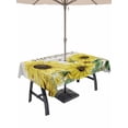 thumbnail image 1 of Outdoor Tablecloth with Umbrella Hole and Zipper, Sunflowers Rectangle Table Cloth 60x84 Inch Waterproof Tablecloth, Country Spring Botanical Flowers Bee Wooden Picnic Table Cover for Patio Camping, 1 of 7