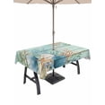thumbnail image 1 of Outdoor Tablecloth with Umbrella Hole and Zipper, Teal Beach Coastal Rectangle Table Cloth 52x70 Inch Waterproof Tablecloth, Summer Nautical Coral Shell Botanical Vintage Picnic Table Cover for Patio, 1 of 7