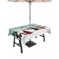 thumbnail image 1 of Outdoor Tablecloth with Umbrella Hole and Zipper, Teal Blue Christmas Rectangle Table Cloth 54x80 Inch Waterproof Tablecloth, Snowman Xmas Tree Winter Snowflake Picnic Table Cover for Patio Camping, 1 of 7