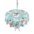 thumbnail image 1 of Outdoor Tablecloth with Umbrella Hole and Zipper, Teal Blue Christmas Round Table Cloth 60 Inch Waterproof Tablecloth, Santa Xmas Tree Snowflake Winter Picnic Table Cover for Patio Camping, 1 of 7