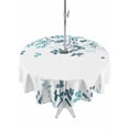 thumbnail image 1 of Outdoor Tablecloth with Umbrella Hole Zipper Teal Blue Leaves Round Tablecloth 54" Waterproof Outside Table Cloth Summer Botanical Patio Table Cover Tablecloths for Picnic Party, 1 of 8