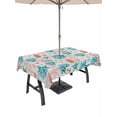 thumbnail image 1 of Outdoor Tablecloth with Umbrella Hole and Zipper, Teal Blue Red Coral Rectangle Table Cloth 52x70 Inch Waterproof Tablecloth, Coastal Nautical Summer Beach Picnic Table Cover for Patio Camping, 1 of 7
