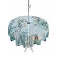thumbnail image 1 of Outdoor Tablecloth with Umbrella Hole & Zipper, Teal Blue Seahorse Coastal Round Tablecloth 60 Inch, Nautical Beach Eucalyptus Coral Patio Table Cover Waterproof Table Cloth for Picnic/Party, 1 of 7