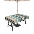 thumbnail image 1 of Outdoor Tablecloth with Umbrella Hole and Zipper, Teal Blue Striped Rectangle Table Cloth 60x120 Inch Waterproof Tablecloth, Farmhouse Stripes Modern Abstract Art Picnic Table Cover for Patio Camping, 1 of 7