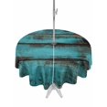 thumbnail image 1 of Outdoor Tablecloth with Umbrella Hole Zipper Teal Brown Wood Round Tablecloth 54" Waterproof Outside Table Cloth Vintage Chic Shabby Plank Patio Table Cover Tablecloths for Picnic Party, 1 of 8