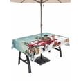 thumbnail image 1 of Outdoor Tablecloth with Umbrella Hole and Zipper, Teal Christmas Snowman Rectangle Table Cloth 54x80 Inch Waterproof Tablecloth, Xmas Truck Tree Snowflake Picnic Table Cover for Patio Camping, 1 of 7