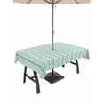 thumbnail image 1 of Outdoor Tablecloth with Umbrella Hole & Zipper, Teal Green Botanical Rectangle Tablecloth 60x102 Inch, Farmhouse Modern Striped Leaf Patio Table Cover Waterproof Table Cloth for Picnic/Party, 1 of 7
