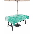 thumbnail image 1 of Outdoor Tablecloth with Umbrella Hole and Zipper, Teal Green Christmas Rectangle Table Cloth 54x80 Inch Waterproof Tablecloth, Winter Snowflake Abstract Forest Tree Picnic Table Cover for Patio, 1 of 7
