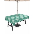 thumbnail image 1 of Outdoor Tablecloth with Umbrella Hole and Zipper, Teal Green Floral Rectangle Table Cloth 60x84 Inch Waterproof Tablecloth, Spring Flowers Modern Abstract Art Farmhouse Picnic Table Cover for Patio, 1 of 7