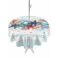 thumbnail image 1 of Outdoor Tablecloth with Umbrella Hole and Zipper, Teal Green Starfish Round Table Cloth 60 Inch Waterproof Tablecloth, Summer Coral Beach Conch Coastal Picnic Table Cover for Patio Camping, 1 of 7