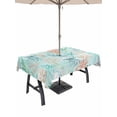 thumbnail image 1 of Outdoor Tablecloth with Umbrella Hole and Zipper, Teal Red Coastal Jellyfish Rectangle Table Cloth 60x84 Inch Waterproof Tablecloth, Summer Nautical Beach Coral Starfish Picnic Table Cover for Patio, 1 of 7