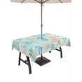thumbnail image 1 of Outdoor Tablecloth with Umbrella Hole and Zipper, Teal Red Coastal Rectangle Table Cloth 54x80 Inch Waterproof Tablecloth, Nautical Seahorse Beach Coral Starfish Picnic Table Cover for Patio Camping, 1 of 7
