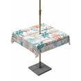 thumbnail image 1 of Outdoor Tablecloth with Umbrella Hole and Zipper, Teal Red Coastal Square Table Cloth 60x60 Inch Waterproof Tablecloth, Beach Nautical Sea Turtle Coral Starfish Vintage Picnic Table Cover for Patio, 1 of 7