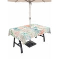 thumbnail image 1 of Outdoor Tablecloth with Umbrella Hole and Zipper, Teal Red Jellyfish Coastal Rectangle Table Cloth 60x84 Inch Waterproof Tablecloth, Nautical Beach Coral Starfish Picnic Table Cover for Patio Camping, 1 of 7