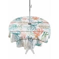 thumbnail image 1 of Outdoor Tablecloth with Umbrella Hole and Zipper, Teal Red Jellyfish Coastal Round Table Cloth 54 Inch Waterproof Tablecloth, Vintage Beach Coral Starfish Nautical Picnic Table Cover for Patio, 1 of 7