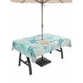 thumbnail image 1 of Outdoor Tablecloth with Umbrella Hole and Zipper, Teal Red Turtle Coastal Rectangle Table Cloth 52x70 Inch Waterproof Tablecloth, Summer Beach Nautical Coral Starfish Picnic Table Cover for Patio, 1 of 7