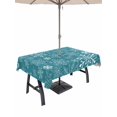 thumbnail image 1 of Outdoor Tablecloth with Umbrella Hole and Zipper, Teal Snowflake Christmas Rectangle Table Cloth 54x80 Inch Waterproof Tablecloth, Xmas Snowflake Picnic Table Cover for Patio Camping, 1 of 7