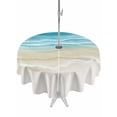 thumbnail image 1 of Outdoor Tablecloth with Umbrella Hole and Zipper, Teal Summer Beach Round Table Cloth 60 Inch Waterproof Tablecloth, Coastal Nautical Seaside Ocean Picnic Table Cover for Patio Camping, 1 of 7