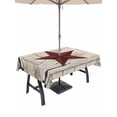 thumbnail image 1 of Outdoor Tablecloth with Umbrella Hole and Zipper, Texas Star Vintage Rectangle Table Cloth 52x70 Inch Waterproof Tablecloth, Red Retro Berry Wooden Picnic Table Cover for Patio Camping, 1 of 7