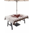thumbnail image 1 of Outdoor Tablecloth with Umbrella Hole and Zipper, Texas Star Vintage Rectangle Table Cloth 54x80 Inch Waterproof Tablecloth, Red Berry Retro Art White Wooden Picnic Table Cover for Patio Camping, 1 of 7