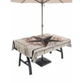 thumbnail image 1 of Outdoor Tablecloth with Umbrella Hole and Zipper, Texas Star Vintage Rectangle Table Cloth 60x102 Inch Waterproof Tablecloth, Brown Retro Berry Wooden Picnic Table Cover for Patio Camping, 1 of 7